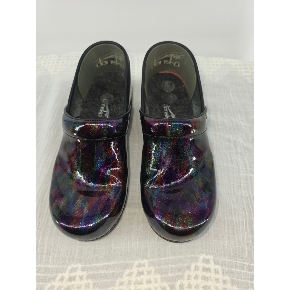 Dansko Professional Clogs Petrol Patent Iridescent Nursing Shoes Women's